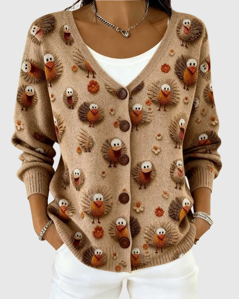 Sidonie | Cardigan Oiseaux Fantaisie
