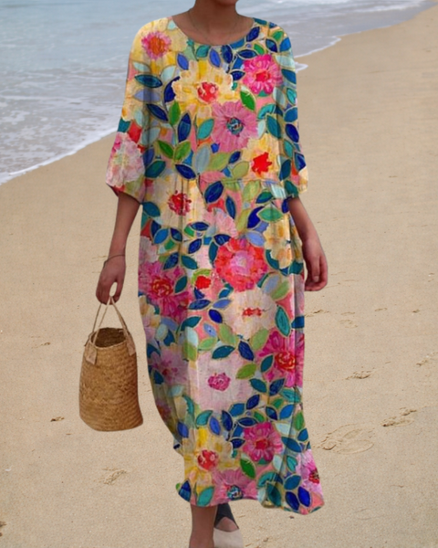 Aurélie | Robe Longue Fleurie Éclatante