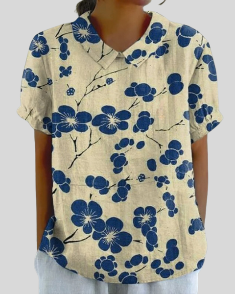 Delphine | Blouse Florale Contrastée