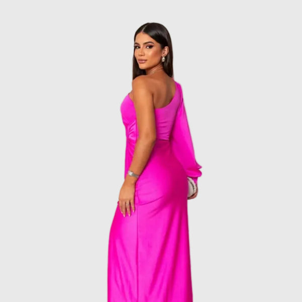 Auriane | Robe Maxi Asymétrique Satinée
