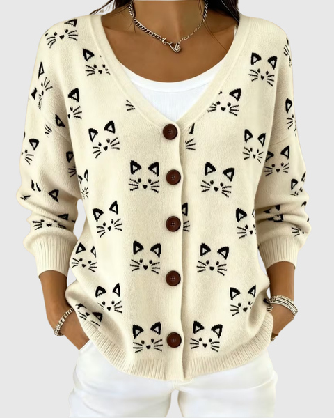 Églantine | Cardigan Chats Minimalistes