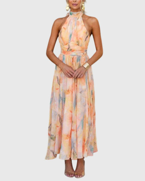 Élodie | Robe Maxi Aquarelle Élégante