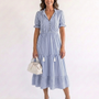 Marinette | Robe Midi Rayée Élégance Décontractée