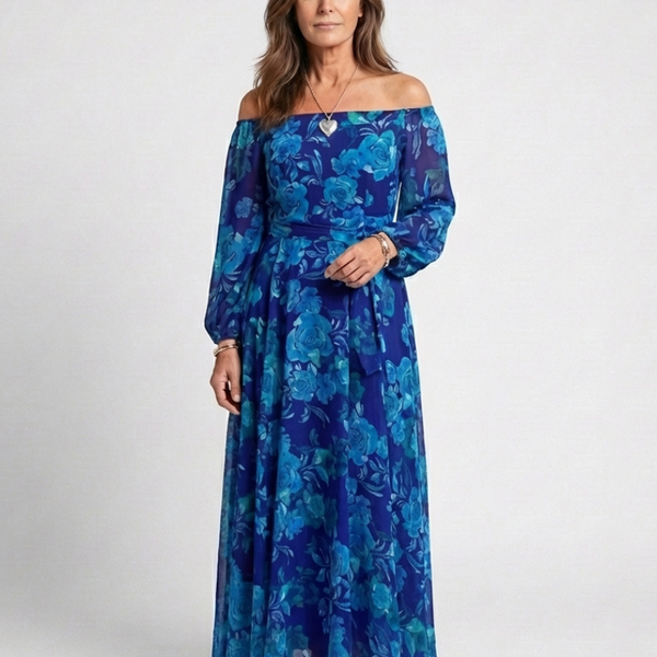 Isaline | Robe Maxi Fleurie Épaules Dénudées
