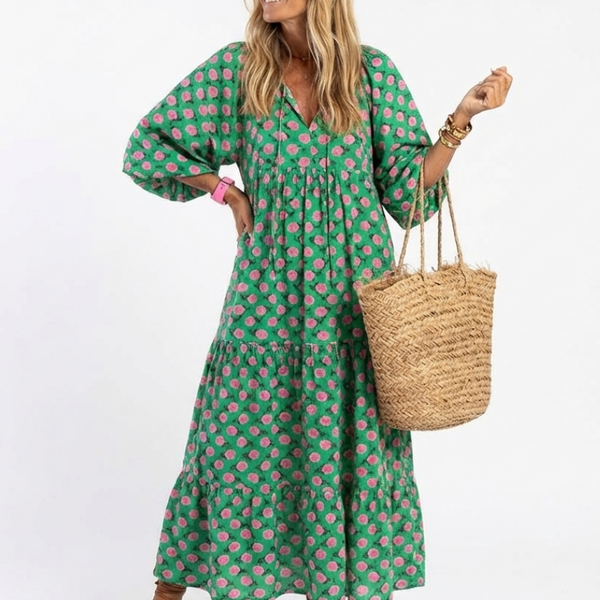 Léonie | Robe Maxi Fleurie Bohème Décontractée