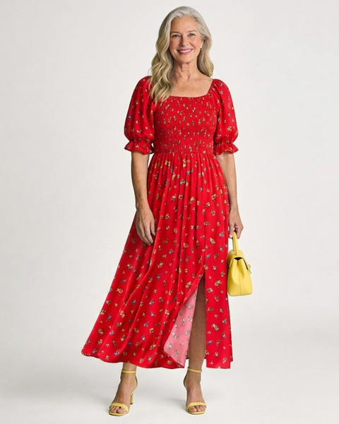 Camille | Robe Maxi Fleurie Smockée Élégance