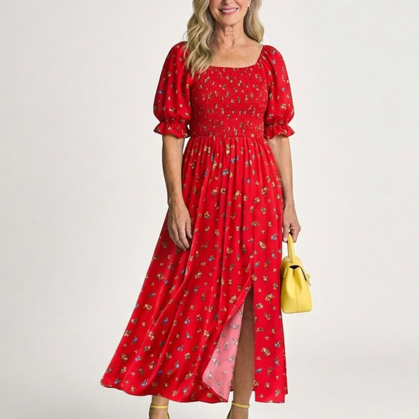 Camille | Robe Maxi Fleurie Smockée Élégance
