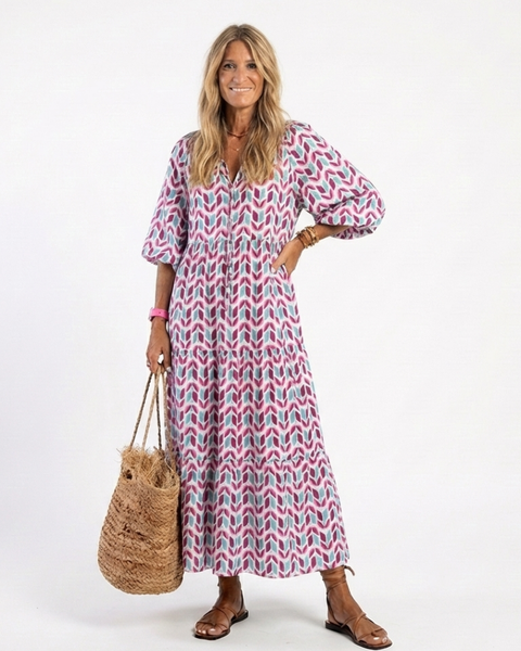 Mireya | Robe Maxi Bohème Imprimé Géométrique