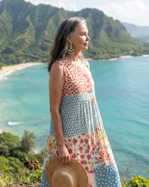 Kira | Robe Midi Florale Côtière