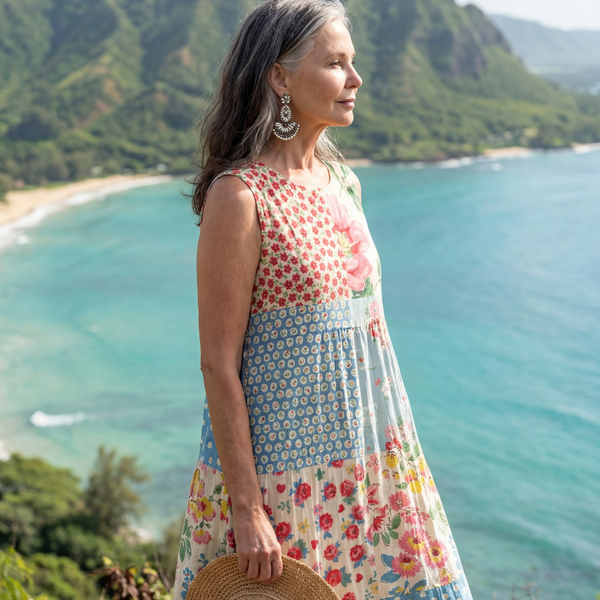 Kira | Robe Midi Florale Côtière
