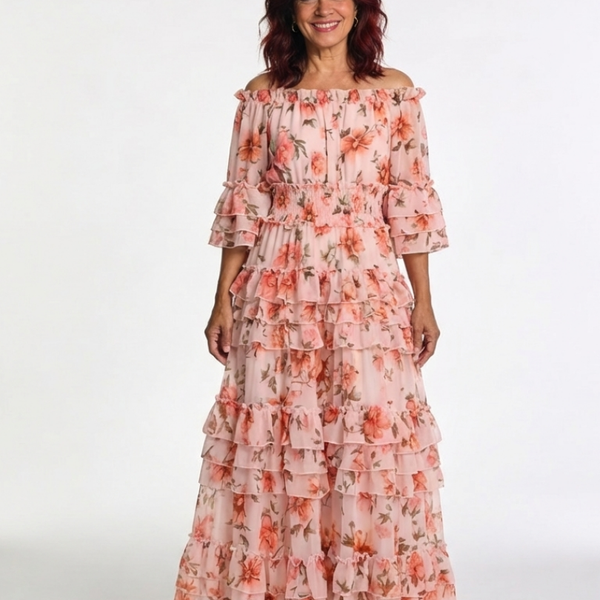 Isaline | Robe Maxi Fleurie Volants Romantiques