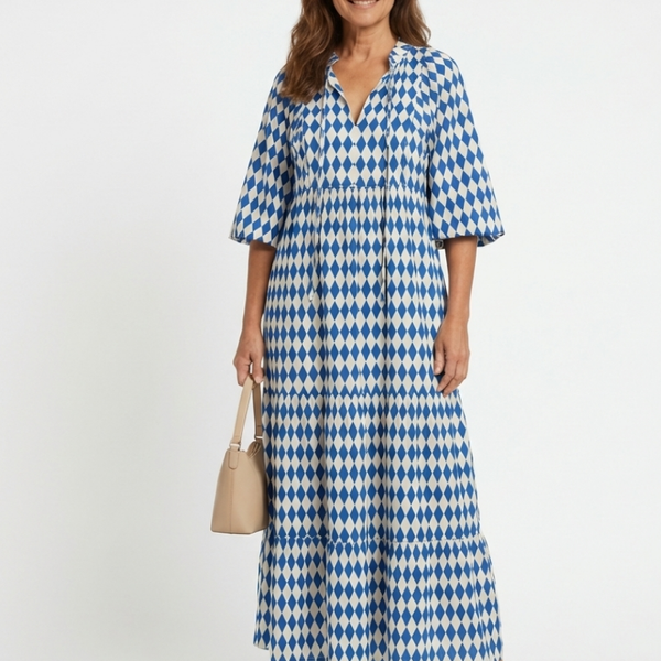 Clémence | Robe Maxi Graphique Élégance Moderne