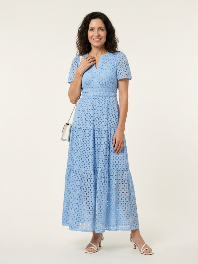 Célestine | Robe Maxi Broderie Anglaise Élégance Pure