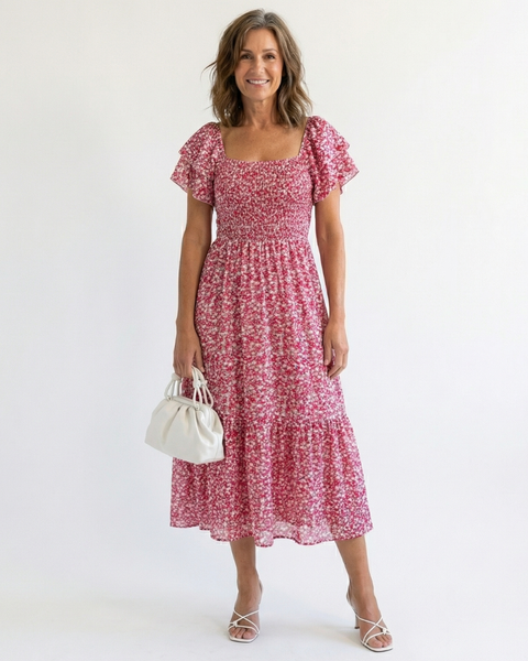 Juliette | Robe Maxi Fleurie Smockée Romantique
