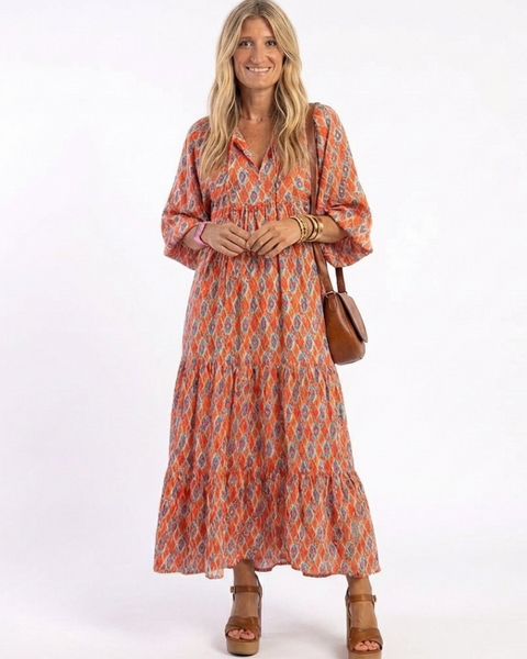 Océane | Robe Maxi Bohème Imprimé Chaleureux
