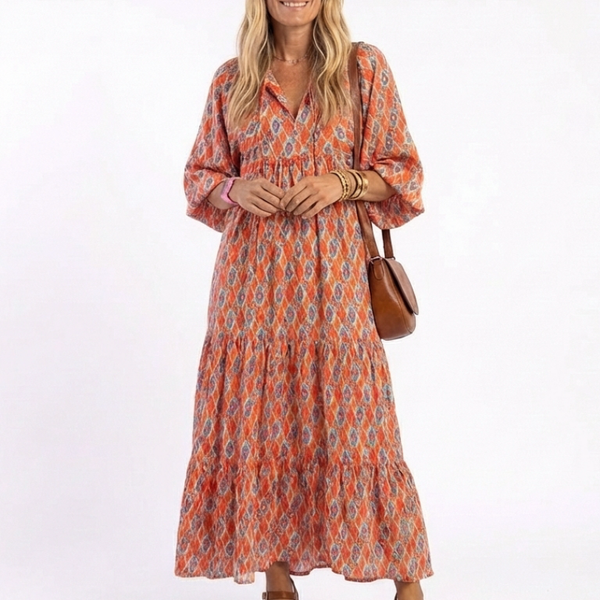 Océane | Robe Maxi Bohème Imprimé Chaleureux