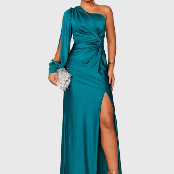 Auriane | Robe Maxi Asymétrique Satinée