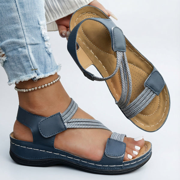 Aurélie | Sandales Orthopédiques Compensées Plissées