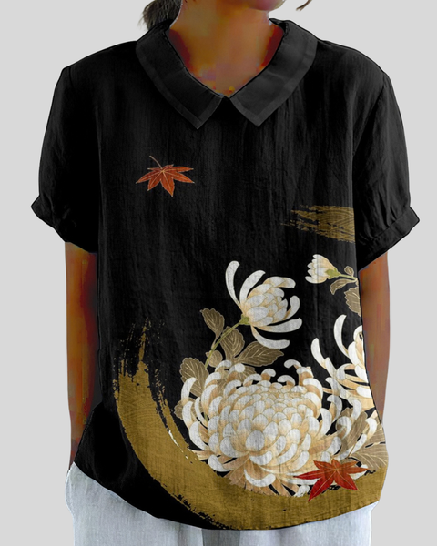 Madeleine | Blouse Élégance Florale Noire