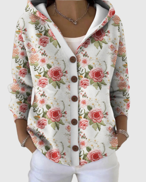 Eugénie | Cardigan Roses Élégantes
