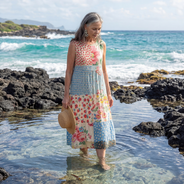 Kira | Robe Midi Florale Côtière