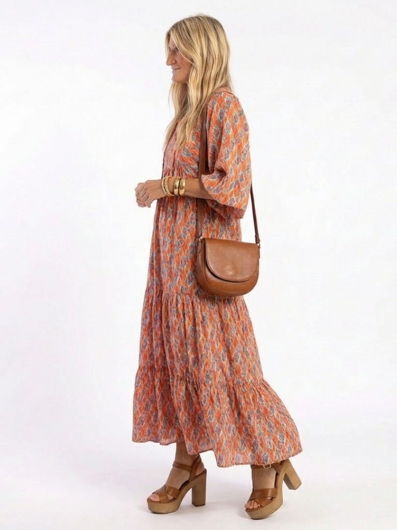 Océane | Robe Maxi Bohème Imprimé Chaleureux
