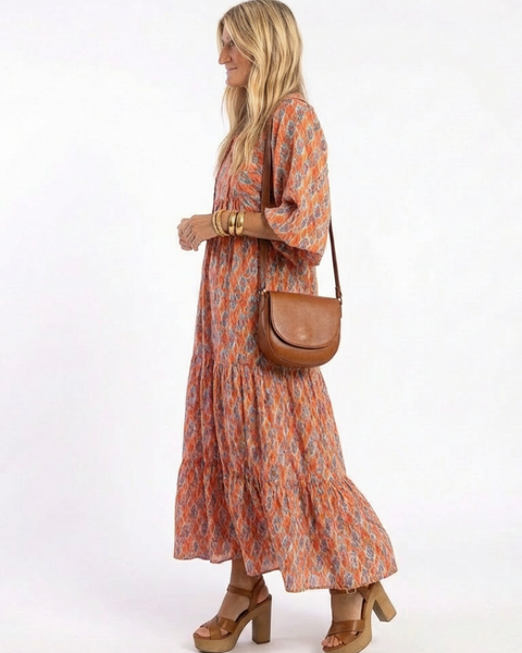 Océane | Robe Maxi Bohème Imprimé Chaleureux