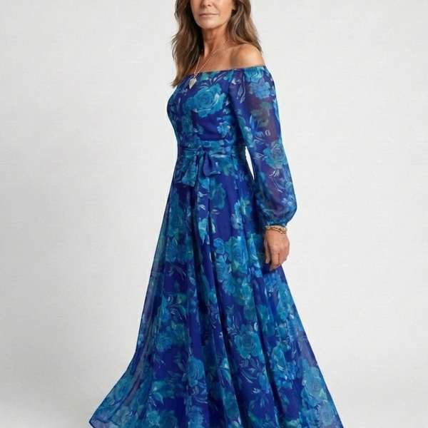 Isaline | Robe Maxi Fleurie Épaules Dénudées