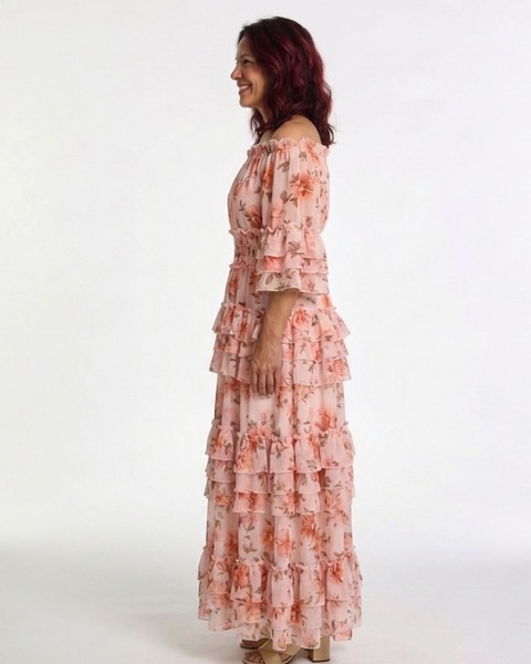 Isaline | Robe Maxi Fleurie Volants Romantiques