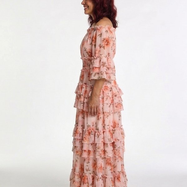 Isaline | Robe Maxi Fleurie Volants Romantiques