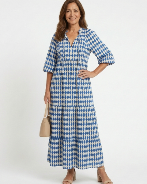 Clémence | Robe Maxi Graphique Élégance Moderne