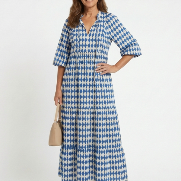 Clémence | Robe Maxi Graphique Élégance Moderne