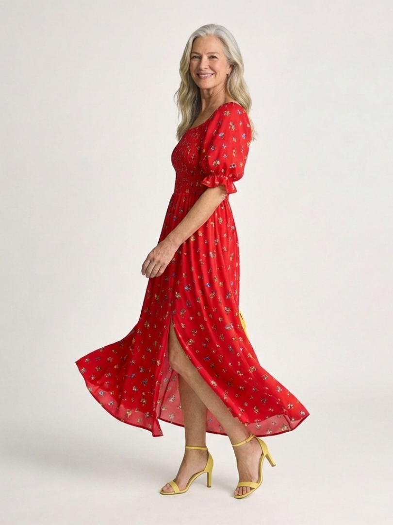 Camille | Robe Maxi Fleurie Smockée Élégance