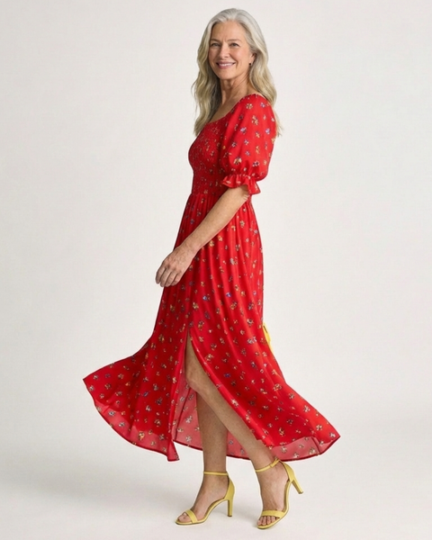 Camille | Robe Maxi Fleurie Smockée Élégance