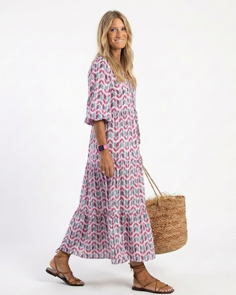 Mireya | Robe Maxi Bohème Imprimé Géométrique