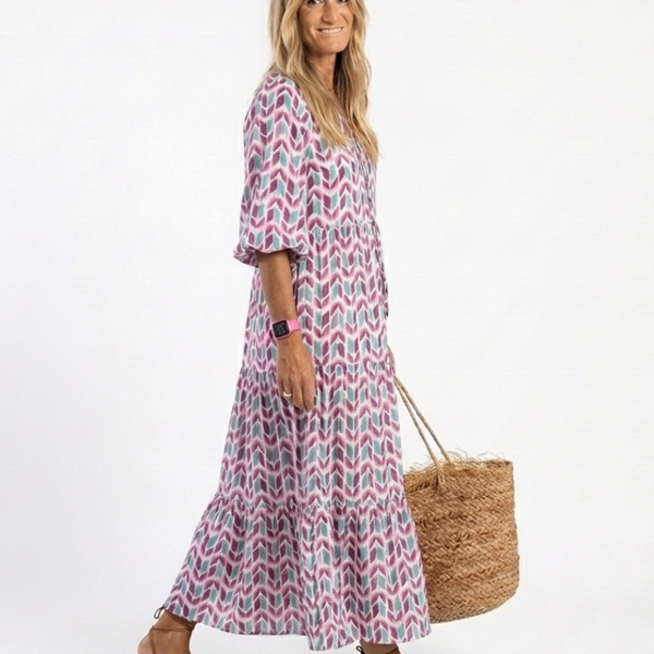 Mireya | Robe Maxi Bohème Imprimé Géométrique