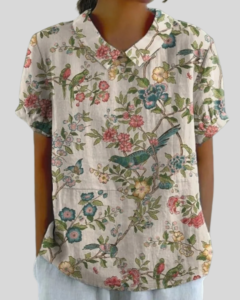 Joséphine | Blouse Florale Illustrée