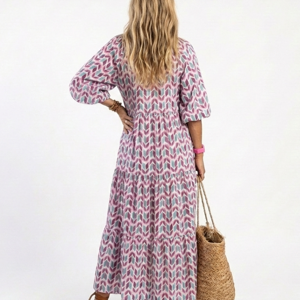 Mireya | Robe Maxi Bohème Imprimé Géométrique