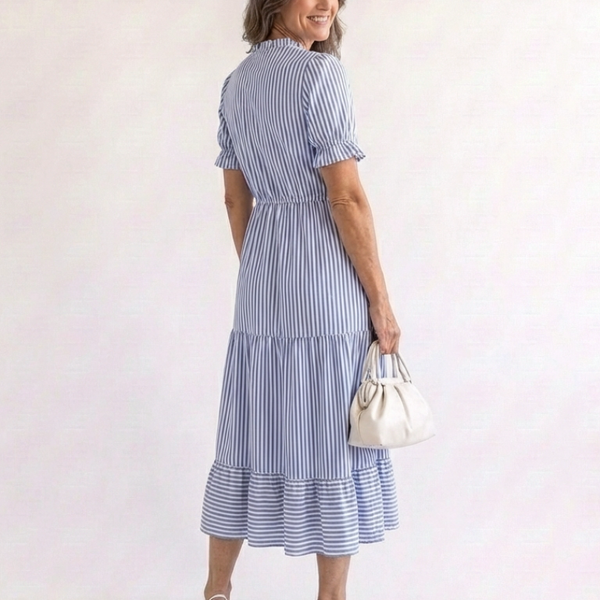 Marinette | Robe Midi Rayée Élégance Décontractée