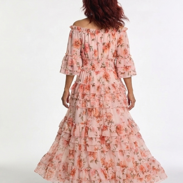 Isaline | Robe Maxi Fleurie Volants Romantiques