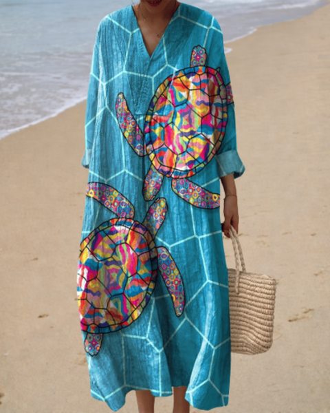 Marina | Robe Longue Motif Tortue