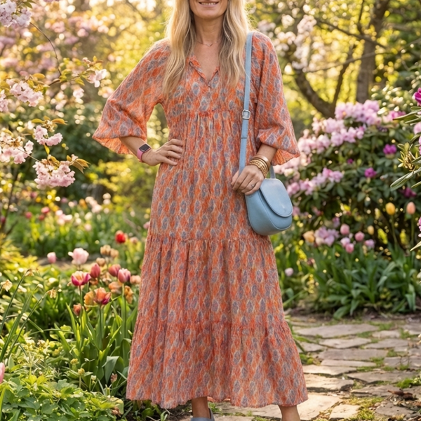 Océane | Robe Maxi Bohème Imprimé Chaleureux