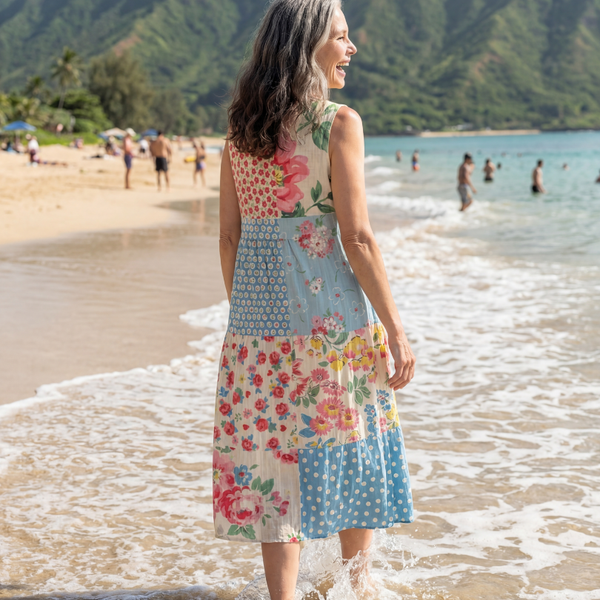 Kira | Robe Midi Florale Côtière