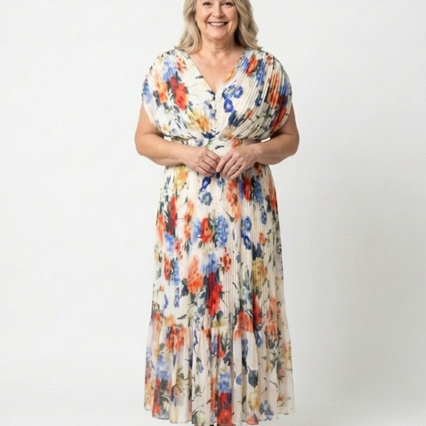 Élodie | Robe Maxi Fleurie Plissée Élégante