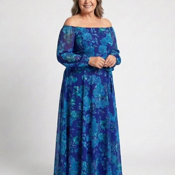 Isaline | Robe Maxi Fleurie Épaules Dénudées