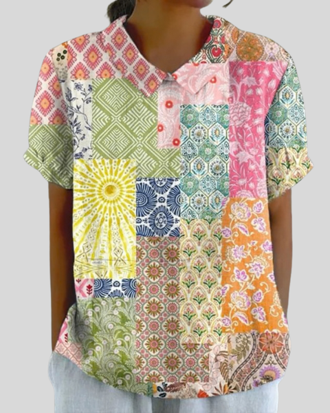Élina | Blouse Patchwork Artistique