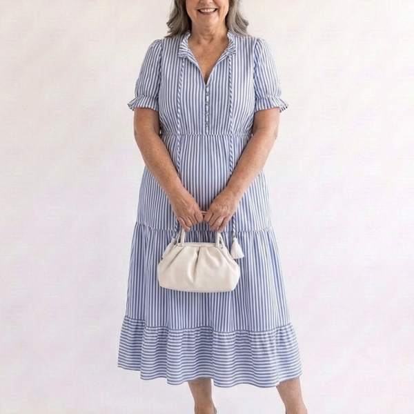 Marinette | Robe Midi Rayée Élégance Décontractée