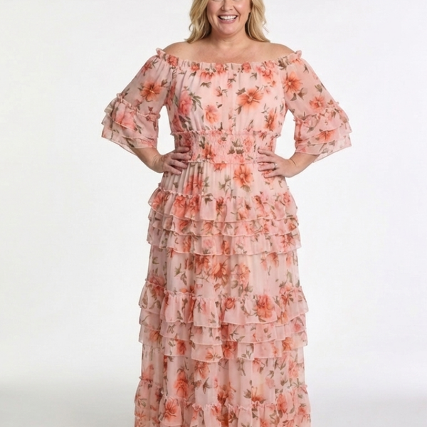 Isaline | Robe Maxi Fleurie Volants Romantiques