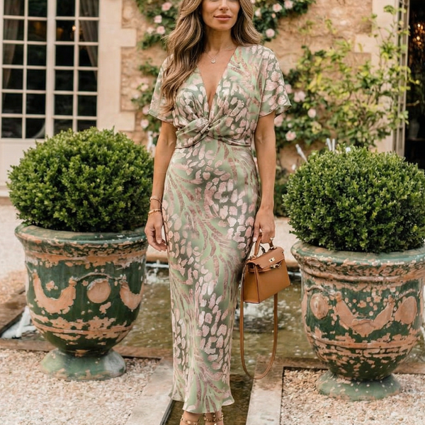 Ariane | Robe Maxi Drapée Élégance Satinée