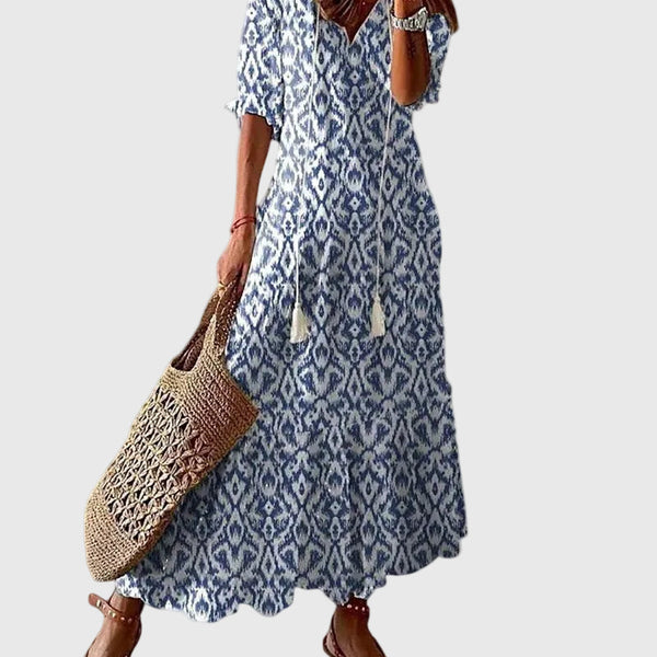 Flavie | Robe Maxi Bohème à Pompons
